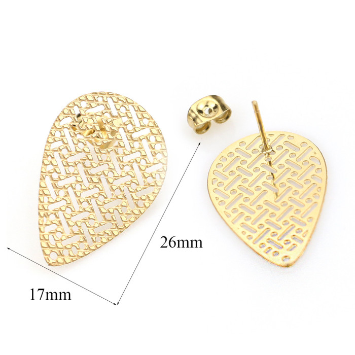 Trendy Earring Studs Empty Mounts 304 Stainless Steel Water Drop Hollow with Hanging Ear Pin Earring Accessories DIY...