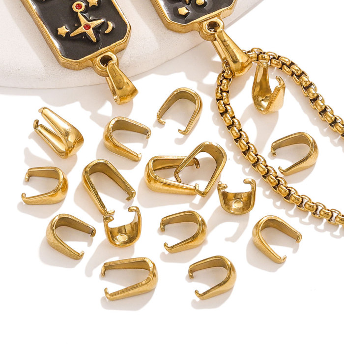 Real Gold Plated Thickened Stainless Steel DIY Pendant Clasp Melon Seed Clasp Titanium Steel Color Retention Smooth C...