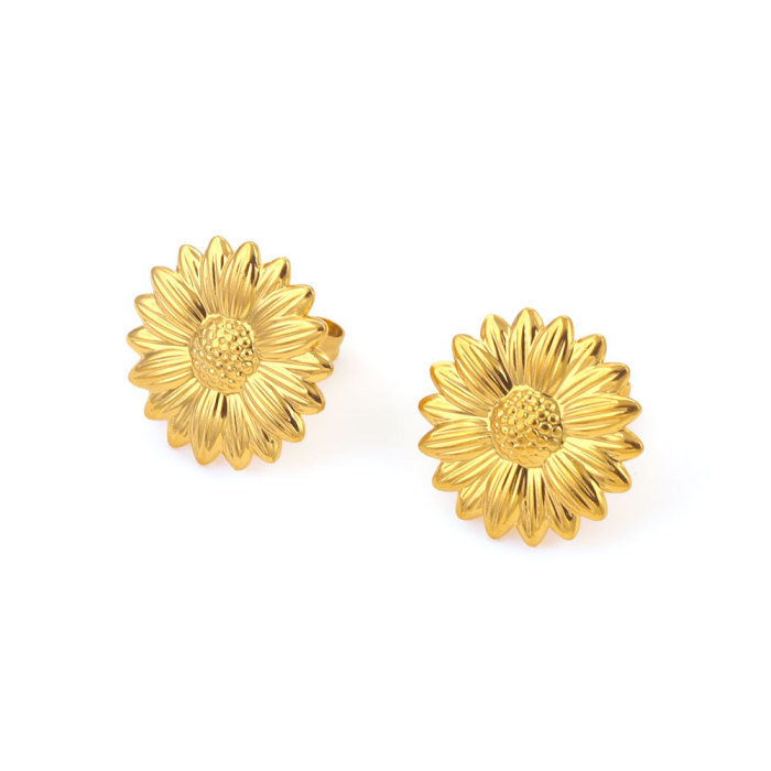 Stainless Steel Sunflower Earrings DIY Cute Stud Earrings for Women Jewelry Making