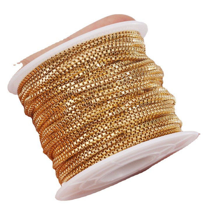 Stainless Steel Vacuum Gold Box Chain Square Chain Titanium Steel Chain DIY Jewelry Accessories Semi-finished Chain Rice Chain