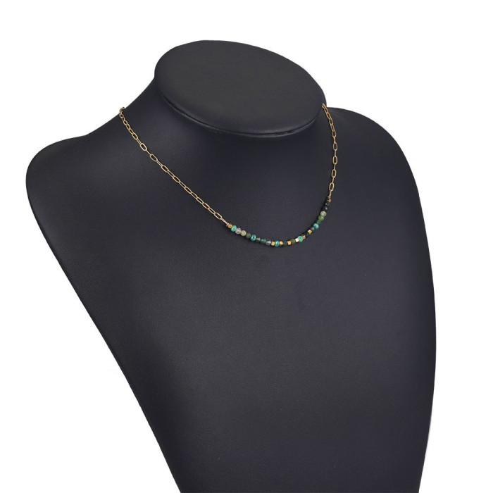European and American Retro Colorful Bohemian Turquoise Beaded Necklace for Women, Layered Collarbone Chain Jewelry Wholesale