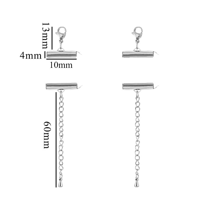 Stainless Steel Bead Chain Tube Set Bracelet Necklace Fashion Versatile Hollow Tube Single Slot Slide Tube Buckle DIY...