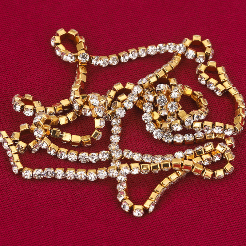 Stainless Steel Electroplated Rhinestone Claw Chain Clothing Accessories Dress Color Retention Chain DIY Jewelry Chain Claw Rhinestone Jewelry Chain