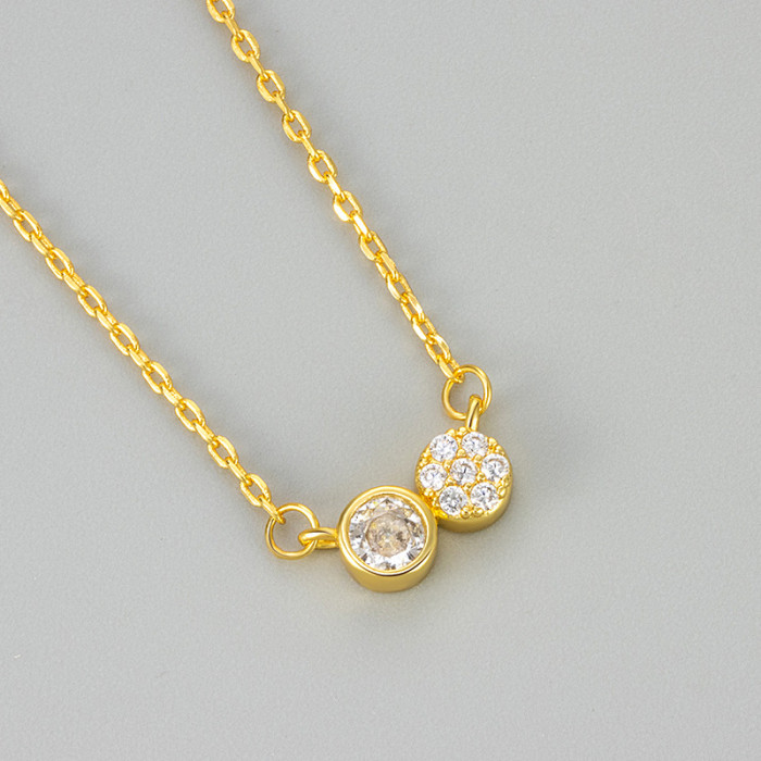 New Geometric Round Necklace Zircon Daily Versatile Commuting Women Light Luxury Fashion Simple Niche Design Exquisite Women