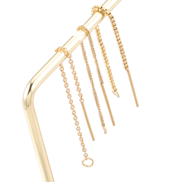 DIY Stainless Steel Ear Wire Titanium Steel Women's Side Chain Box Chain Earrings Cross Chain DIY Jewelry Accessories