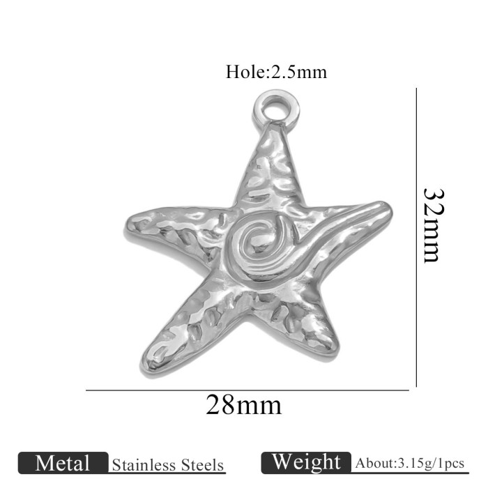 Stainless Steel Shell Ocean Series Starfish Conch Pendant DIY Necklace Accessories