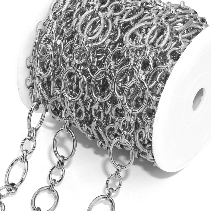 Style Stainless Steel Large O-shaped 1:1 Oval Chain Necklace Titanium Steel Jewelry Chain Hip-hop Thick Chain Wholesa...