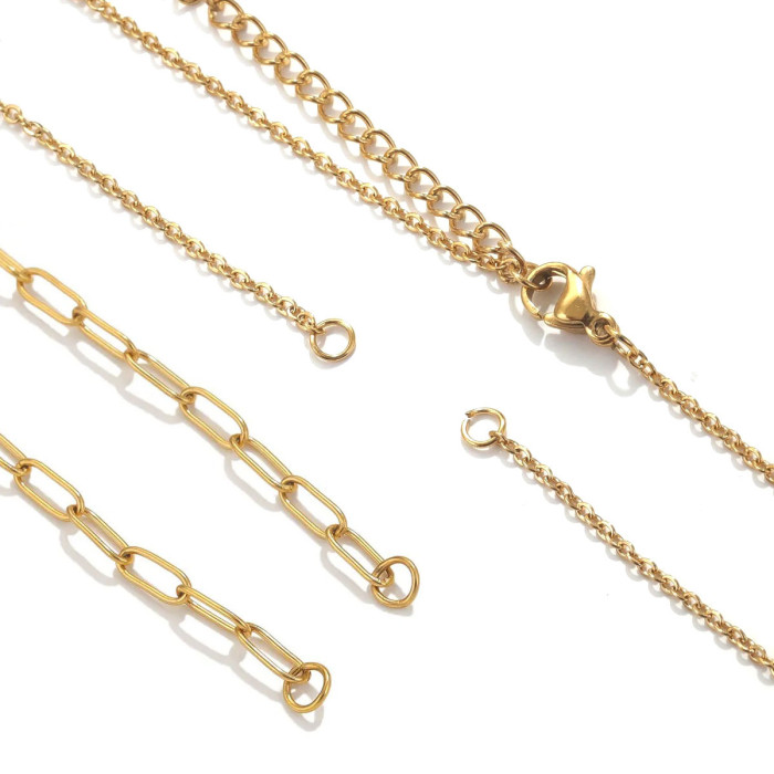 Stainless Steel DIY Bracelet Long Cross Adjustable Titanium Steel Bracelet Accessories Real Gold Plated Semi-finished Basic Chain