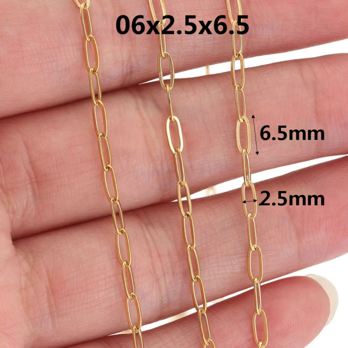 Stainless Steel Chain Flattened Long Cross Chain Titanium Steel Semi-finished Chain DIY Jewelry Necklace