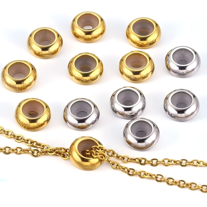 Stainless Steel Adjustable Silicone Handmade Loose Beads Necklace Gold Bracelet Jewelry DIY Color Retention Spacer Jewelry Wholesale