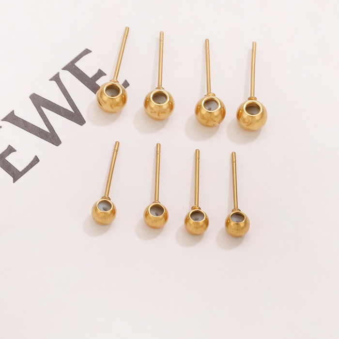 Stainless Steel Universal Ear Studs 18k Vacuum Gold Plated Silicone Pull Needle Bead Needle DIY Jewelry Accessories
