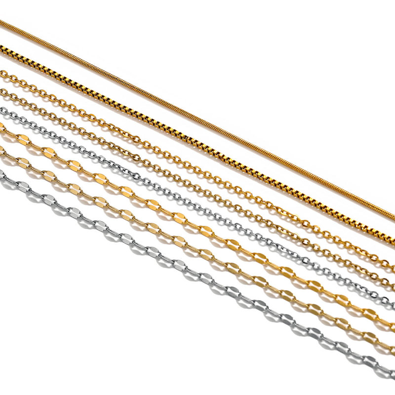 Women's Titanium Steel Lip Box Necklace 40+5 Stainless Steel Round Snake Chain Clavicle Chain DIY Jewelry Accessories Necklace