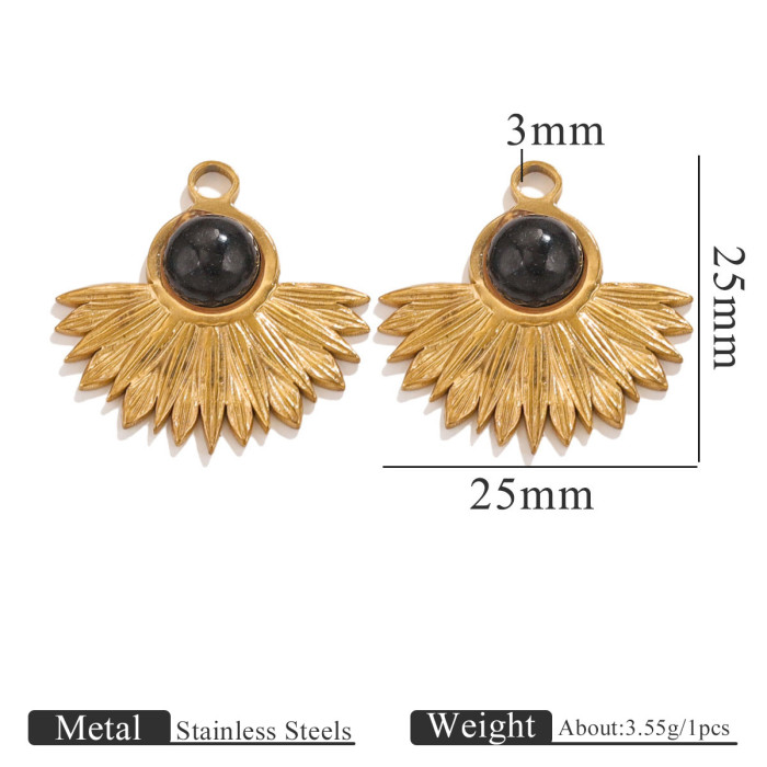 Stainless Steel Black Series Natural Stone Oil Drop Pendant Jewelry Accessories Necklace Jewelry Charms Wholesale