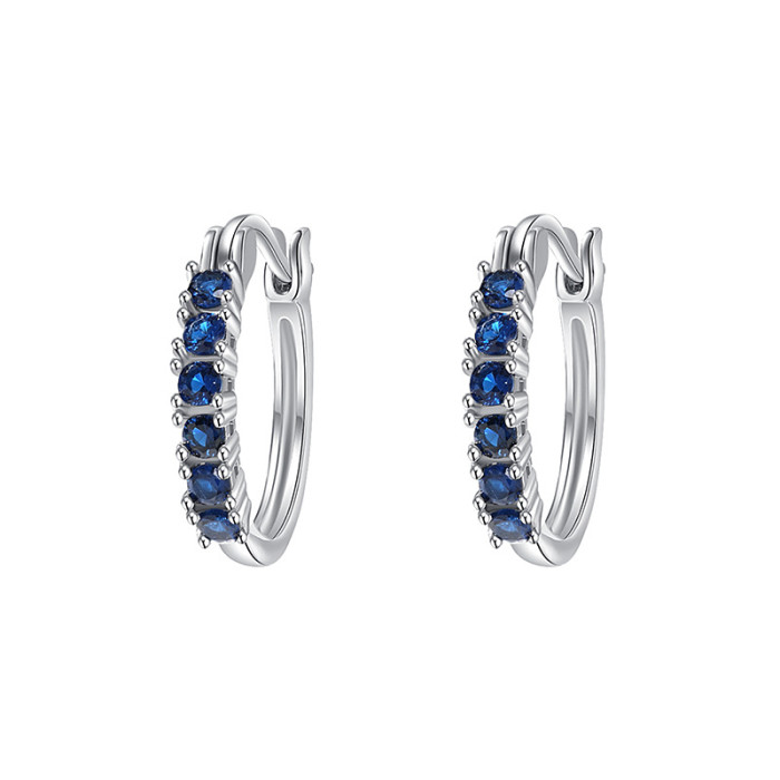 Wish Niche Stone-Studded Earrings Simple Versatile Elegant Earrings Hoop Colorful Sapphire Earrings