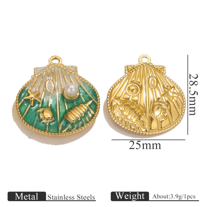 Stainless Steel Vacuum Electroplating Color Retention Gradient Drip Oil Shell Pendant DIY Jewelry Accessories Handmade Wholesale
