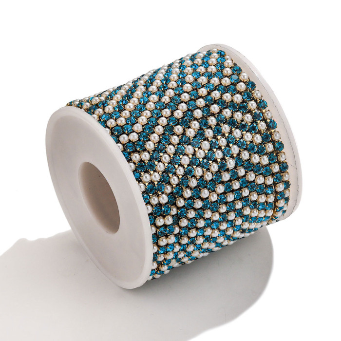 Stainless Steel Crystal Pearl Claw Chain Clothing Accessories Dress Color Retention Chain DIY Jewelry Chain Claw Diam...
