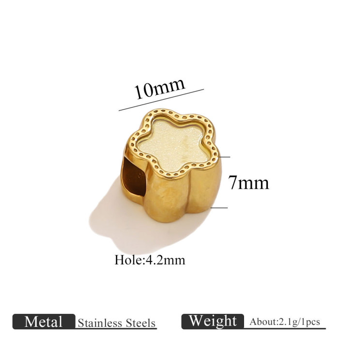 Stainless Steel Perforated Star Beads Cartoon Cute Wind Drop Oil Acrylic Spacer Beads Titanium Steel Jewelry Accessor...