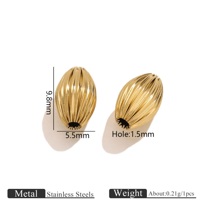 Stainless Steel 18K Gold Plated Pumpkin Pattern Water Drop Beads Spacer Beads DIY Handmade Beading Jewelry Accessories Materials Wholesale