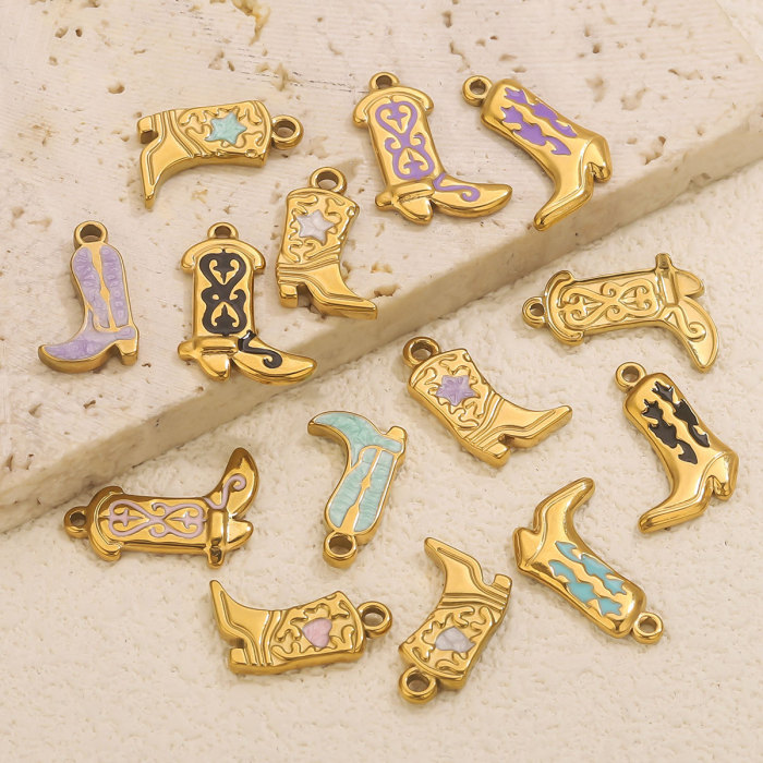 New Oil Drop Shoe Pendant Stainless Steel Colorful Enamel Shoe Hanging Decoration Accessories, Necklaces