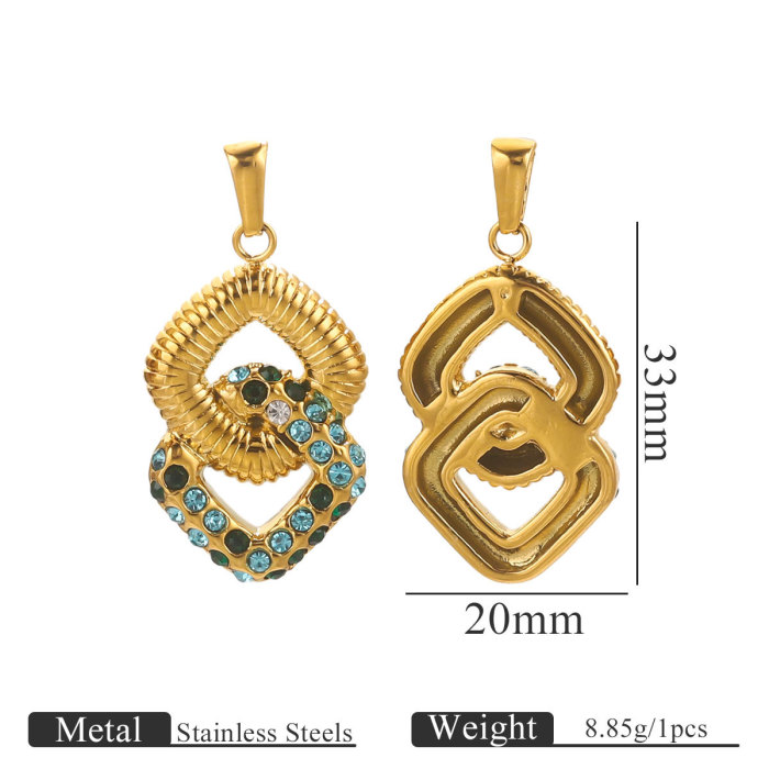 Cross-Border New Stainless Steel Vacuum Electroplating Color Retention Inlaid Crystal Inlaid Diamond Pendant Style DIY Jewelry Accessories