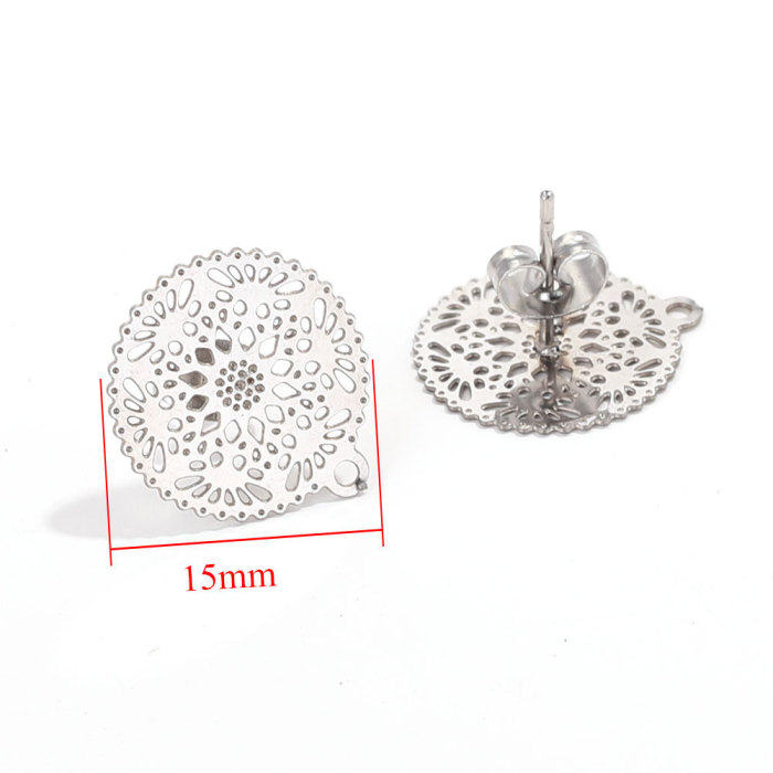 Stainless Steel Bohemian Hollow Pattern Ear Hooks with Hanging Vacuum Earrings DIY Handmade Jewelry Accessories Ethnic Style
