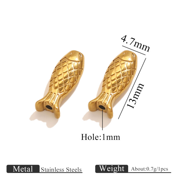 Stainless Steel Gold-Plated Colorful Fish Tube Spacer Beads Dragon Boat DIY Bracelet Hand Rope Yearly Abundance Accessories Koi Fish Jewelry Components