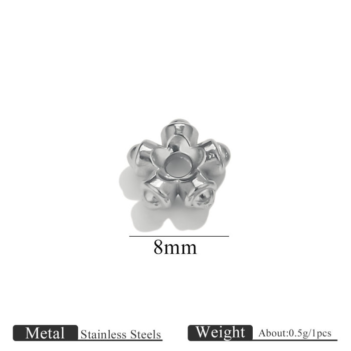 18K Gold Plated DIY Stainless Steel Jewelry Accessories 3D Beads Flower Holder Necklace Bracelet Bead Spacer