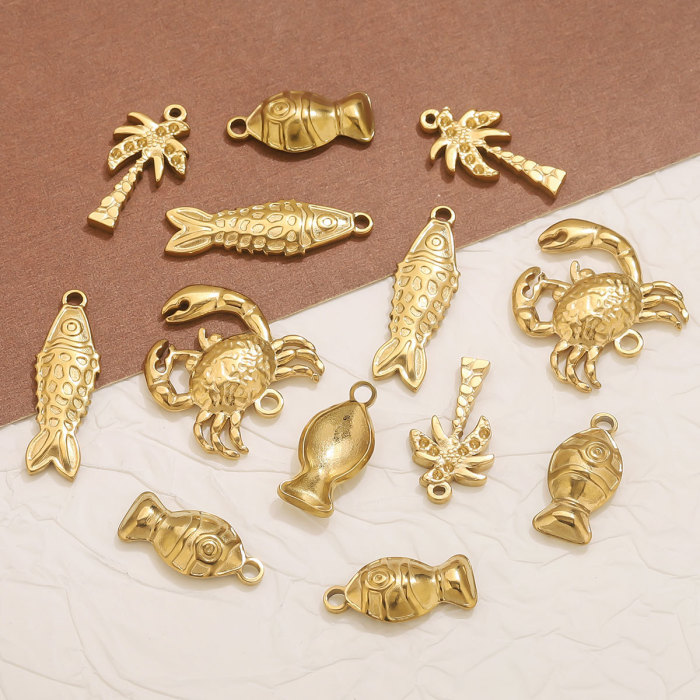 Cross-Border Stainless Steel Jewelry Accessories Fish Crab Coconut Tree Pendant DIY Handmade Accessories Jewelry Accessories Wholesale
