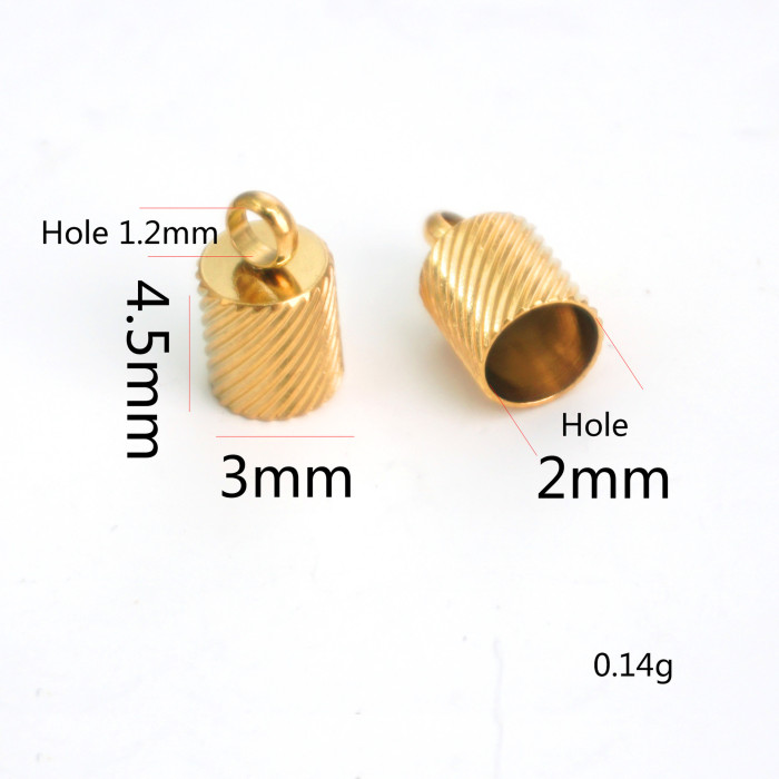 Stainless Steel Textured Bucket Chain Clasp Rope Clasp Leather Cord Connector DIY Vacuum Plated Handmade Jewelry Accessories 18K Plated