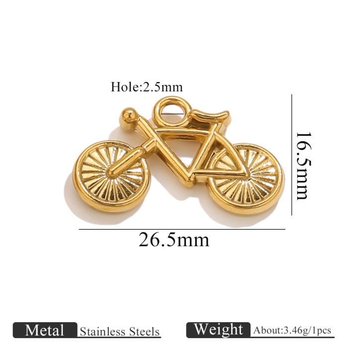 Stainless Steel Vintage Gold Plated Bicycle Pendant Bike Accessory Keychain Necklace Pendant DIY Handmade Jewelry