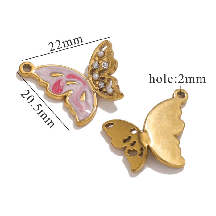 Stainless Steel Butterfly New Retro Butterfly Pattern DIY Pendant Titanium Steel Animal Pattern Niche Accessories Wholesale