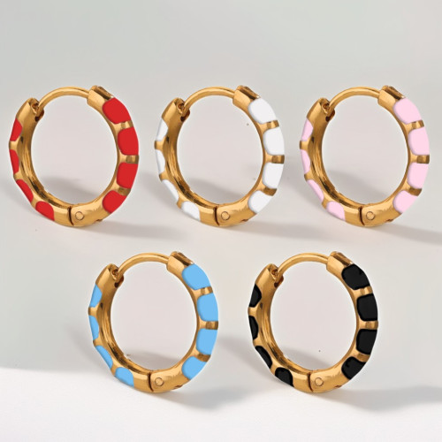 European and American Enamel Colorful Handmade Oil Drop Stainless Steel Earrings Titanium Steel Classic Ear Clips Cute Women's Earrings