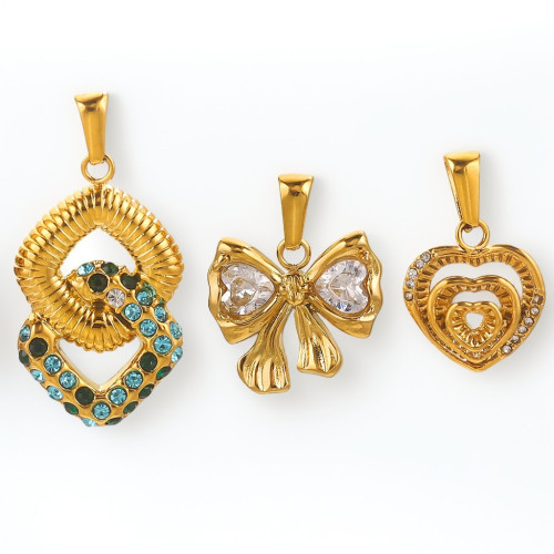 Cross-Border New Stainless Steel Vacuum Electroplating Color Retention Inlaid Crystal Inlaid Diamond Pendant Style DIY Jewelry Accessories