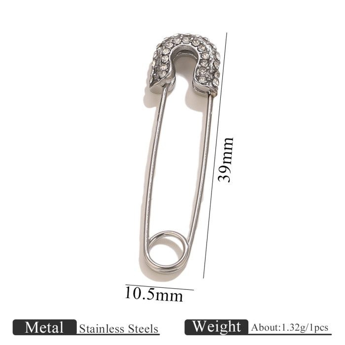 Stainless Steel Multicolor Rhinestone Pin-Style Openable European and American Style Metal Brooch Clothing Accessories DIY Jewelry Wholesale