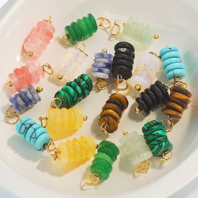 Stainless Steel Tiger Eye Stone Natural Stone Beads DIY Jewelry Handmade Beading Needle Earrings Bracelet Jewelry Accessories Wholesale