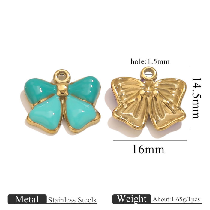 Stainless Steel Butterfly Flower-Shaped Pendant Colorful Oil Drop Multi-Style DIY Necklace Pendant Jewelry Accessorie...