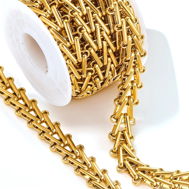 Cross-Border Geometric Design Stainless Steel Chain Staircase Triangle Handmade Chain DIY Hip-Hop Necklace Bracelet Jewelry