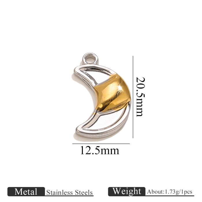 Stainless Steel Gold Round Moon Water Drop Pendant DIY Jewelry Necklace Bracelet Accessories Wholesale