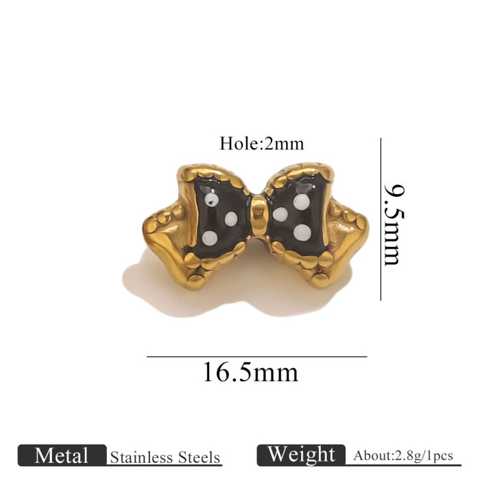 DIY Stainless Steel Jewelry Accessories 18K Gold Plated Oil Drop Bowknot Small Pendant Bracelet Pendant Accessories W...