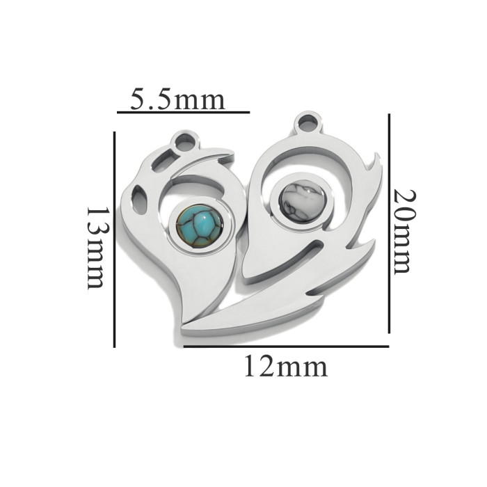 Personalized Fashion Cute DIY Jewelry Accessories 18K Gold Plated Stainless Steel Valentine's Day Couple Jewelry Pend...