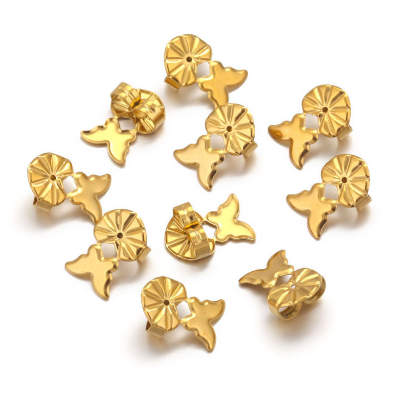 Stainless Steel Ear Plugs Back Device Earring Base Post DIY Heart Butterfly Stopper Cap Ear Stud Making Accessories