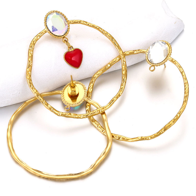 Stainless Steel Crystal Adhesive Holder Round Welding Pin Welding Ring Earrings Inner Hanging Earrings Earring Holder DIY Jewelry Earring Making