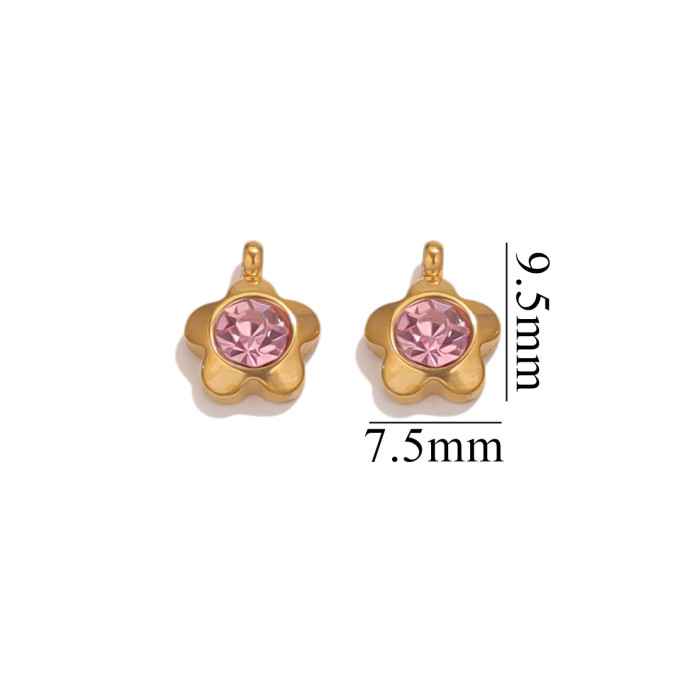 Stainless Steel Pendant Accessories 18K Gold Plated Color Retention Geometric Necklace DIY Bracelet Inlaid Crystal Jewelry Accessories