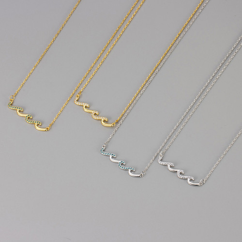 Amazon European and American Cross-Border Diamond-Studded Line Necklace for Women Simple Fashion Versatile High-End Feel Micro-Inlaid Factory Wholesale