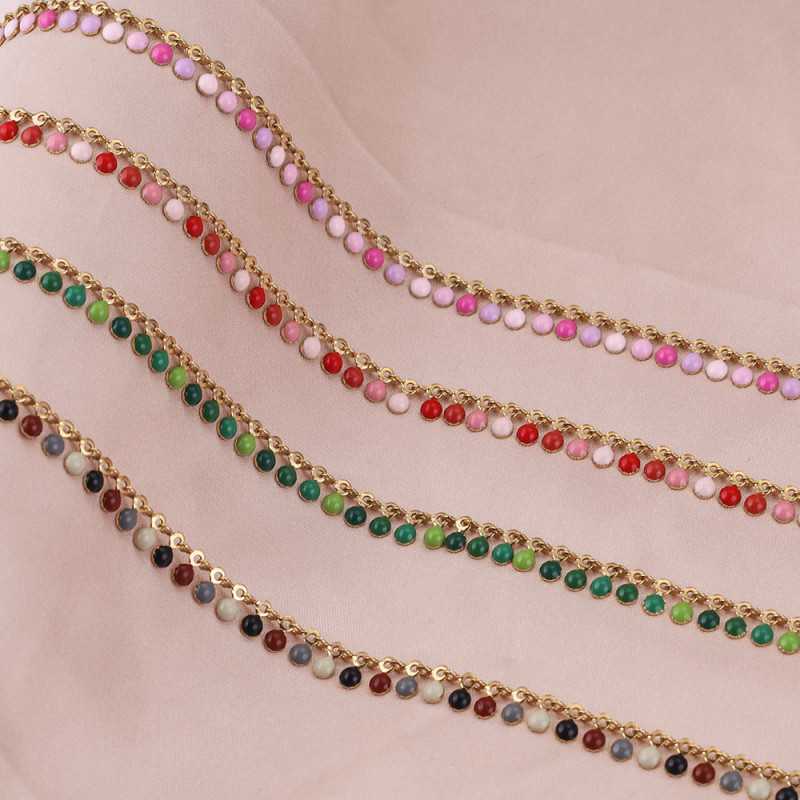 Stainless Steel Colorful Enamel Necklace Handmade Chain DIY Handmade Necklace Jewelry Accessories Wholesale