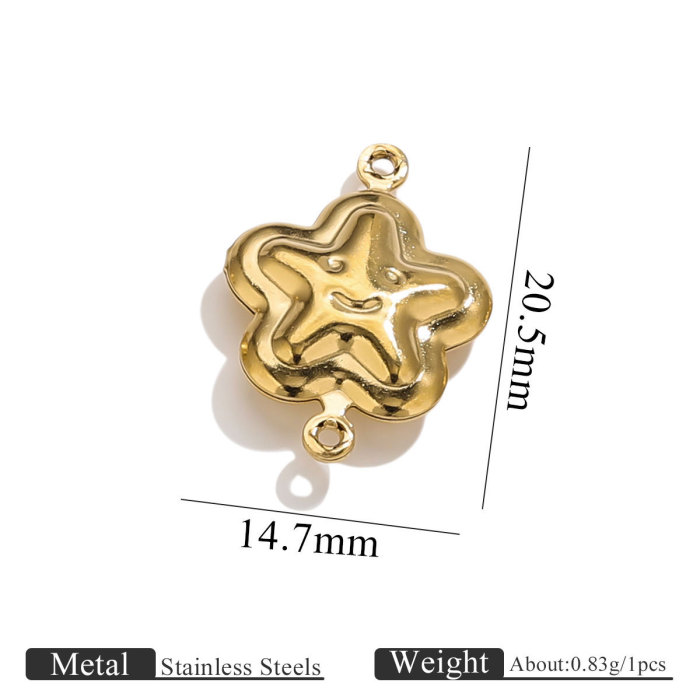 Stainless Steel Double Hole Hollow Pendant Heart-shaped Pentagram Bracelet Necklace Jewelry Handmade Connector Access...