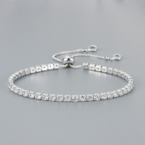 2024 New European and American Cross-Border Full Diamond Bracelet for Women, Light Luxury Niche Sparkling Full Diamond Fine Row Zircon Bracelet for Women