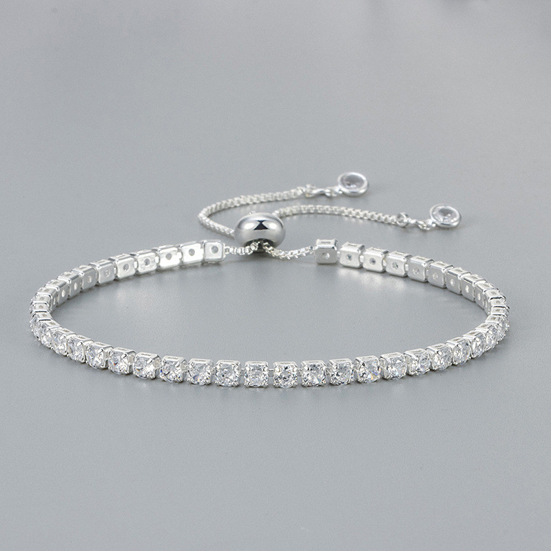 2024 New European and American Cross-Border Full Diamond Bracelet for Women, Light Luxury Niche Sparkling Full Diamond Fine Row Zircon Bracelet for Women