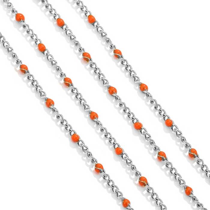 Color-Retaining 18K Gold Enamel Color Drop Glaze Bead Chain DIY Jewelry Collarbone Chain Round Bead Bracelet Hand Rop...
