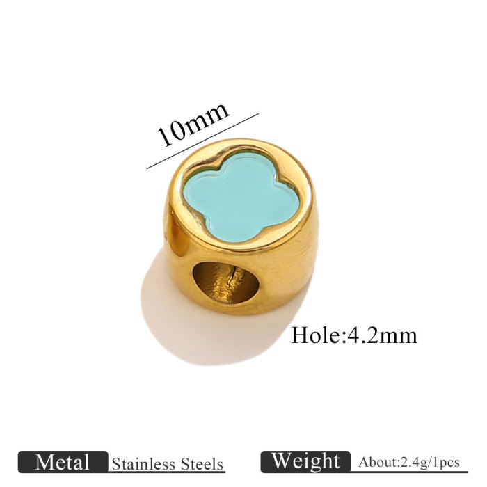 Stainless Steel Large Hole Acrylic Four-Leaf Clover Beads DIY Necklace Bracelet Spacer Beads Jewelry Accessories